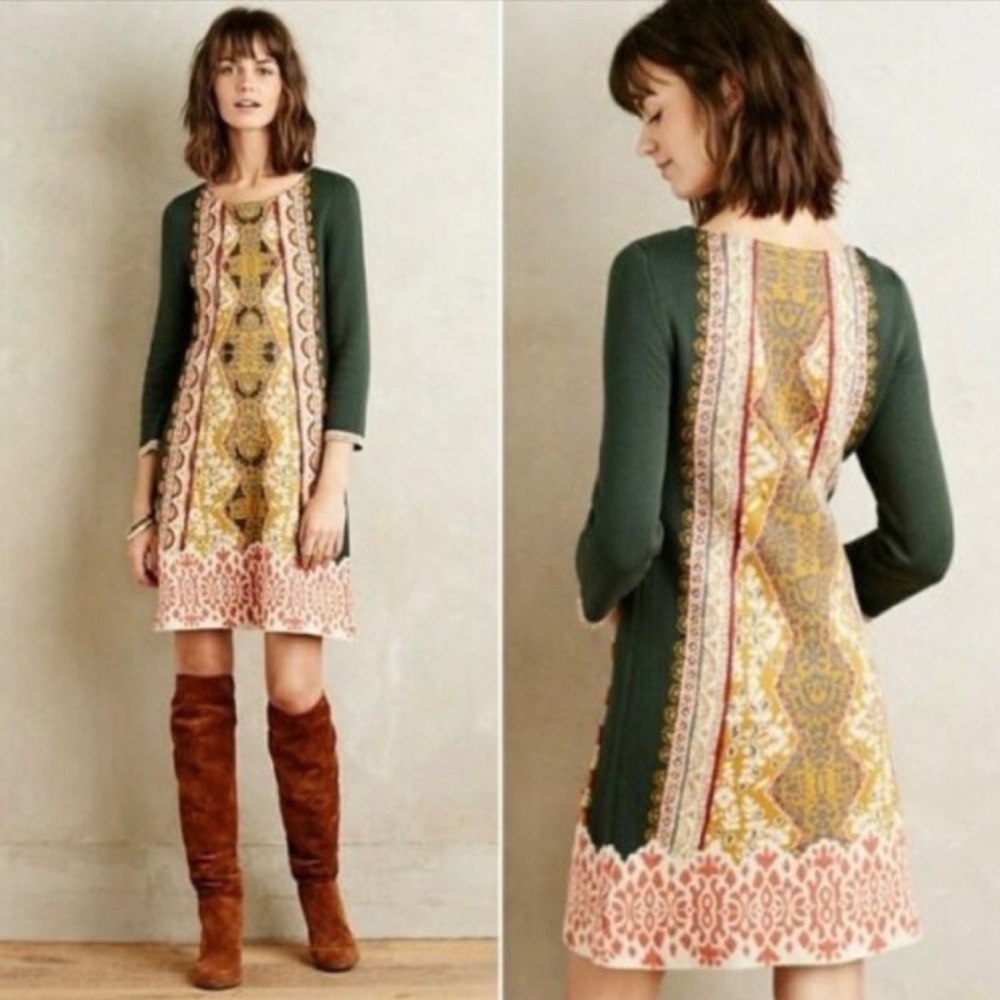 Anthro Knitted & Knotted Seraphine Lanka Beaded Sweater Dress